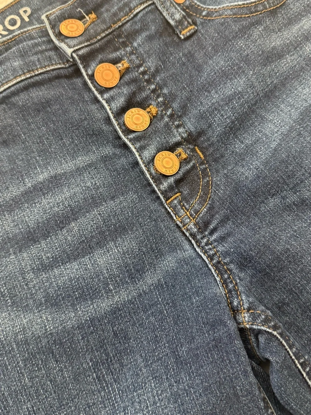 J. Crew Dark Indigo Crop Flare Jeans with Button Front